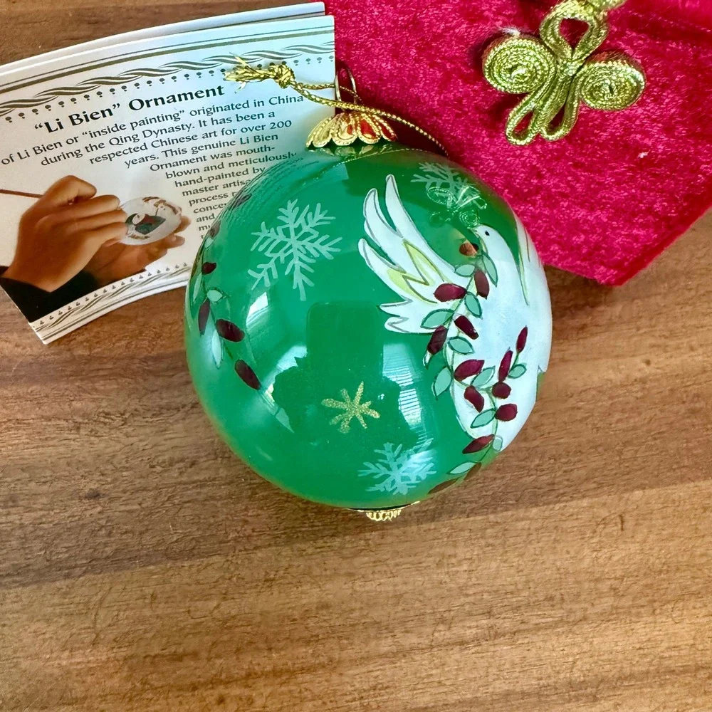 Pier 1 Li Bien 2013 Dove of Peace Hand Painted Glass Collectible Ornament w/ Box